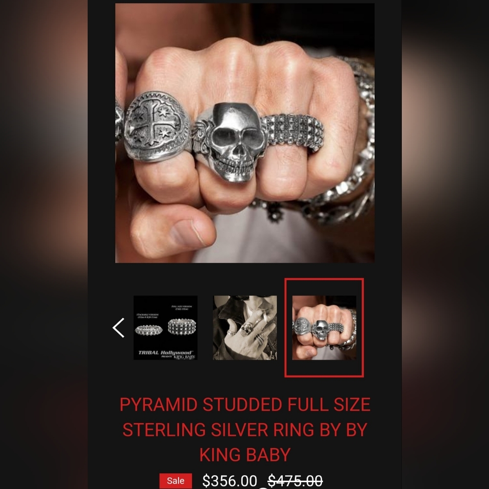 Pyramid Studded Silver Ring - image 6